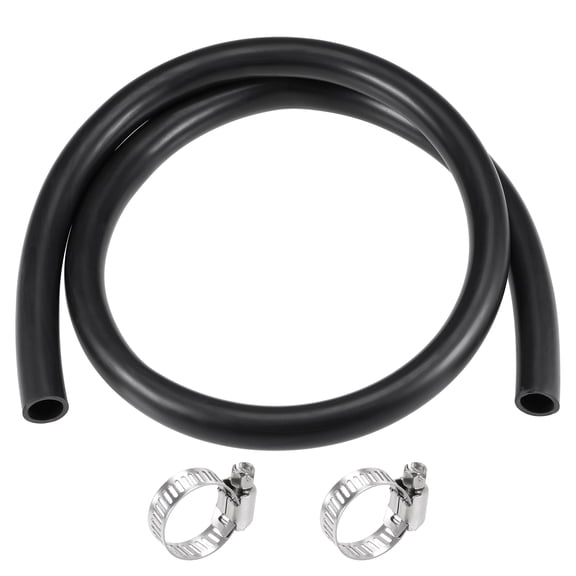 Fuel Line Hose 14mm ID 18mm OD 3.3ft Oil Line Fuel Pipe Rubber Water Hose Black, 2 Clamps