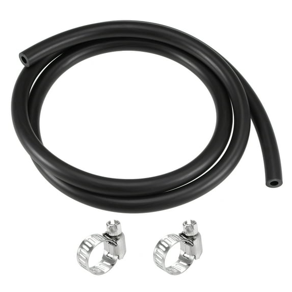 Fuel Line Hose 5mm ID 10mm OD 3.3ft Oil Line Fuel Pipe Rubber Water Hose Black, 2 Clamps