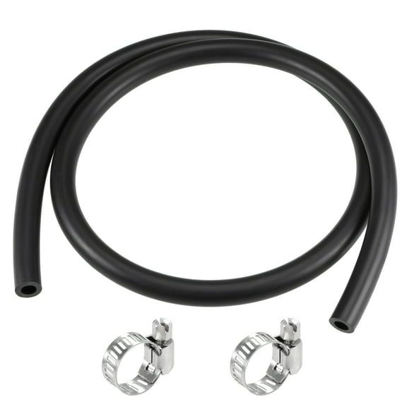 Fuel Line Hose 8mm ID 14mm OD 3.3ft Oil Line Fuel Pipe Rubber Water Hose Black, 2 Clamps