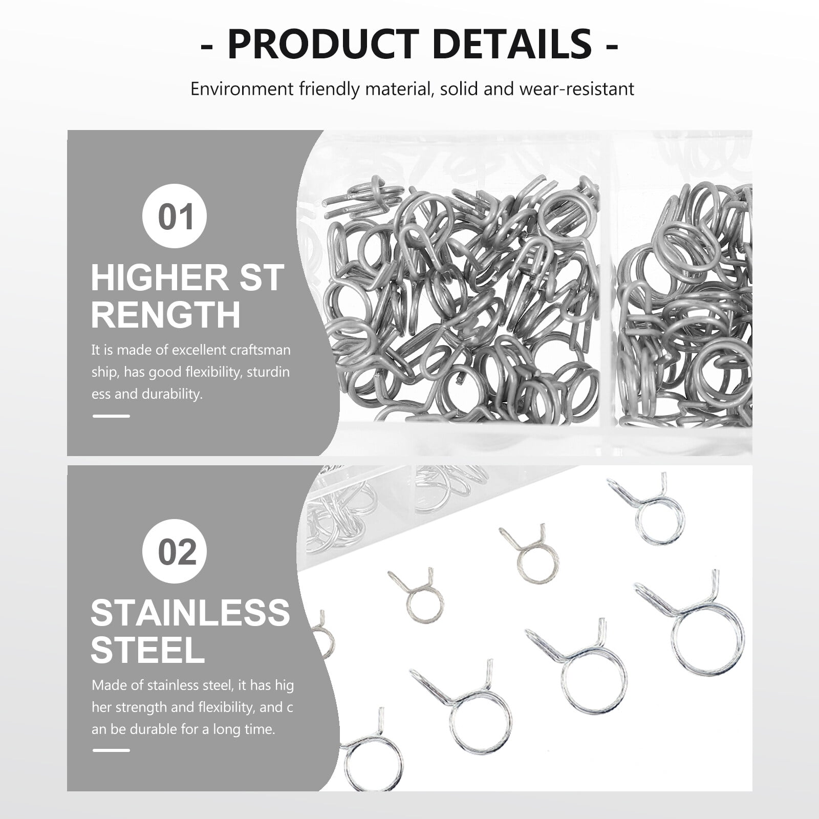 Fuel Line Spring Clips 250pcs Double Wire Fuel Line Silicone Hose Tube Spring Clip Clamp