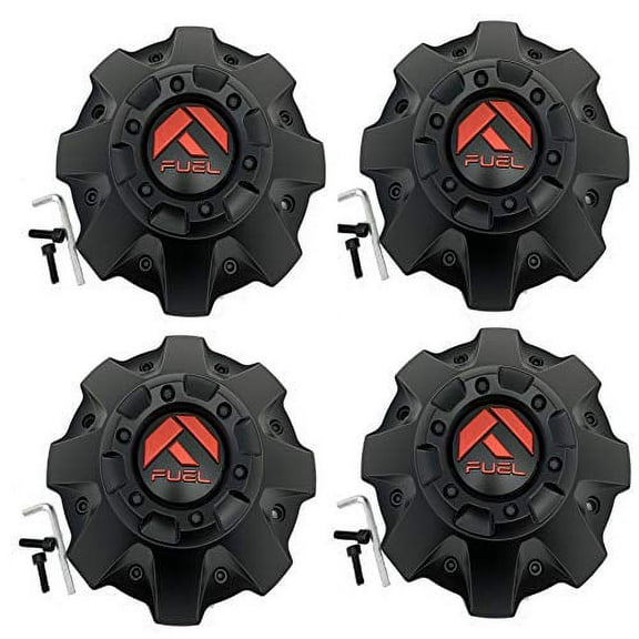 Fuel Matte Black with RED Emblem Wheel Center Cap Set of Four (4) 1001-63MBQ