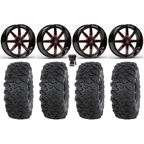 Fuel Maverick 18" Wheels Red 35" Roctane T4 Tires Polaris RZR XP 1000 / PRO XP / Ranger XP 900/1000