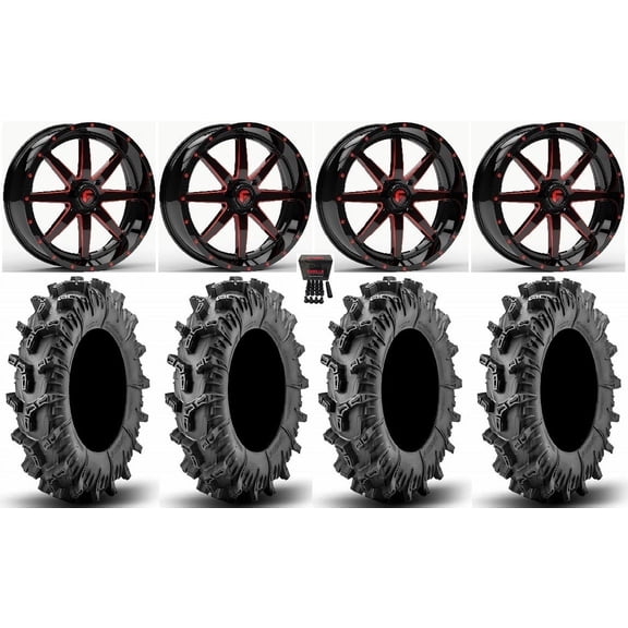 Fuel Maverick 24" Wheels Red 44" Terminator Max Tires Can-Am Maverick X3 / Honda Pioneer 1000 / Talon