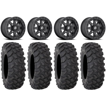 Fuel Maverick Bdlk Bk 14" Wheels 28" XTR370 Tires Kawasaki Teryx Mule