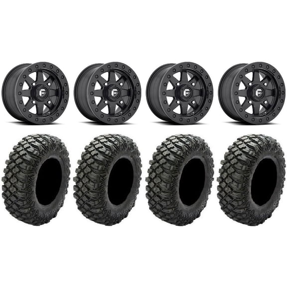 Fuel Maverick Bdlk Bk 15" Wheels 28" Crawler XG Tires Kawasaki Mule Pro FXT