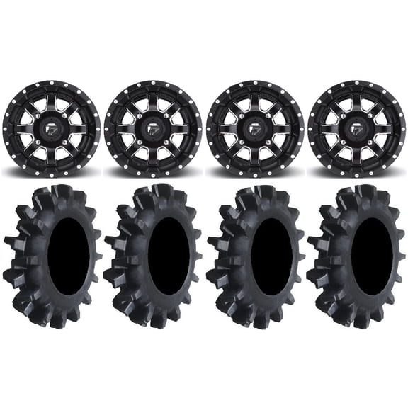 Fuel Maverick Black 14" Wheels 30" Interforce II Tires Kawasaki Mule Pro FXT