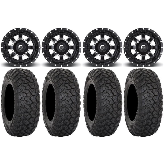 Fuel Maverick Black 15" Wheels 33" RT320 Tires Can-Am Commander Maverick Renegade Outlander Defender