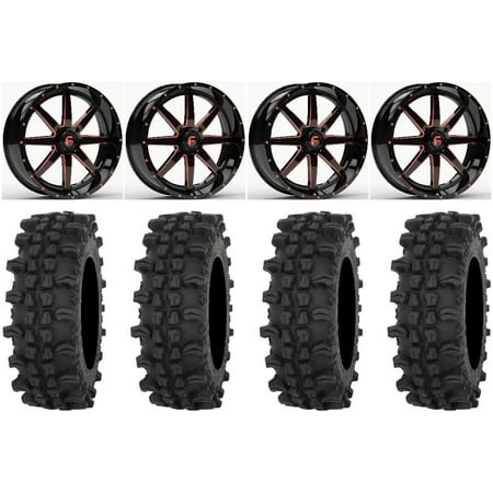 Fuel Maverick Orange 20" Wheels 33" ACP Tires Kawasaki Mule Pro FXT