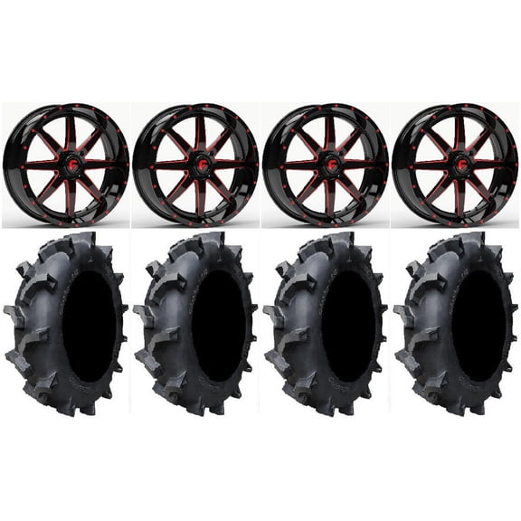 Fuel Maverick Red 20" Wheels 35" Interforce 628 Tires Sportsman RZR Ranger