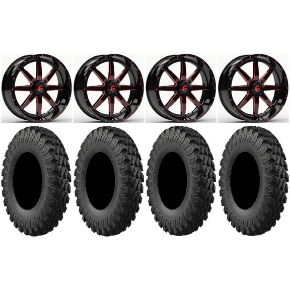 Fuel Maverick Red 22" Wheels 35" MotoRally Tires Can-Am Commander Maverick Renegade Outlander Defender