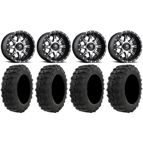 Fuel Nutz Black 14" Wheels 29" Dual Threat Tires Sportsman RZR Ranger