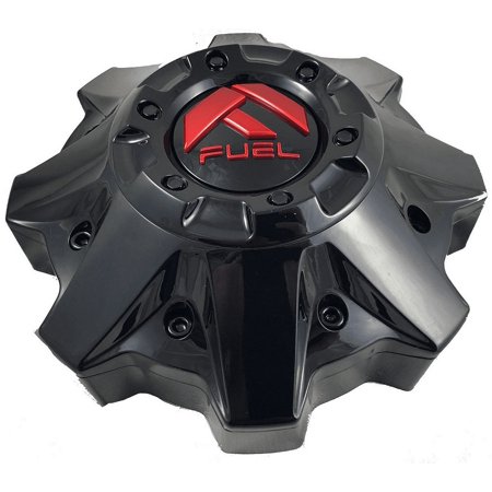 Fuel Off-Roads Gloss Black Wheel Center Hub Cap Red 8-1/2"OD Bolt-On