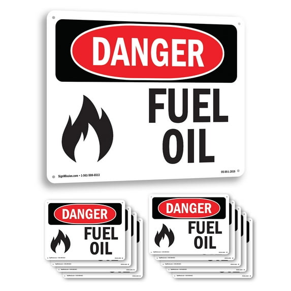 Fuel Oil OSHA Danger Rigid Plastic Sign 24 Inch x 18 Inch - 10 Pack