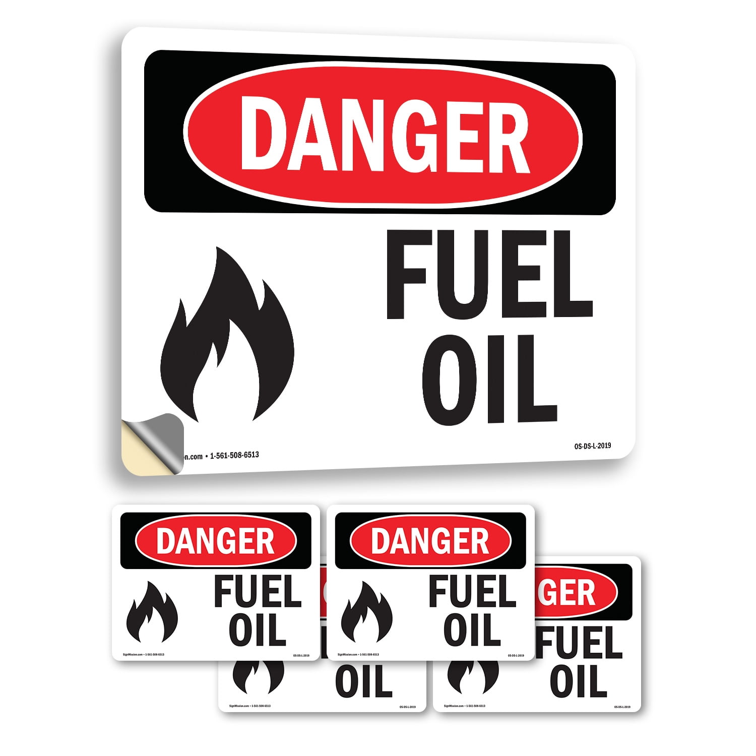Fuel Oil OSHA Danger Vinyl Decal Label 10 Inch x 7 Inch - 5 Pack ...