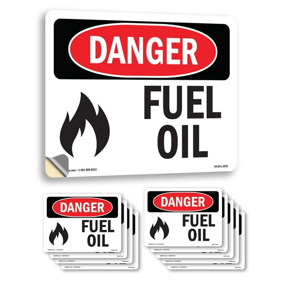 Fuel Oil OSHA Danger Vinyl Decal Label 5 Inch x 3.5 Inch - 10 Pack