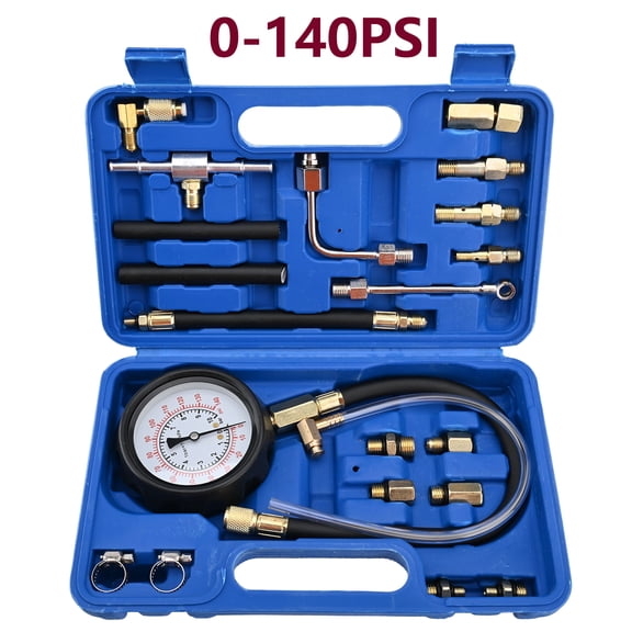 Fuel Pressure Tester Kit, 0-140PSI with Adapters Fuel Pump Injector, Fuel Pressure Gauge Diagnostic Tool for Cars, Trucks, ATVs