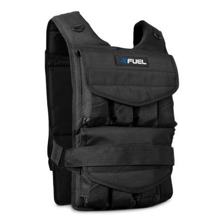 Fuel Pureformance Adjustable Fitness Training Weighted Vest, 120 lbs ((13) 1.5 lb / (33) 3 lb Removable Weight Bricks)