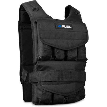 Fuel Pureformance Adjustable Weighted Fitness Training Vest, 60 lbs ((15) 4 lb Removable Weight Pouches)