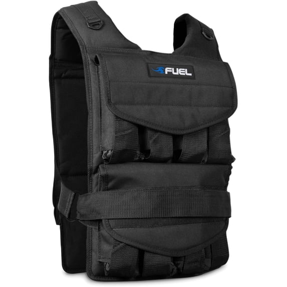 Fuel Pureformance Adjustable Weighted Fitness Training Vest, 60 lbs ((15) 4 lb Removable Weight Pouches)