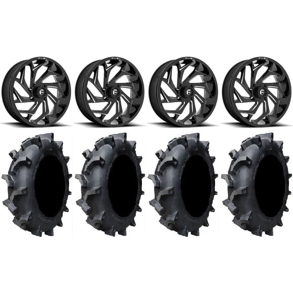 Fuel Reaction 18" Wheels Black 33" Interforce 628 Tires Polaris RZR XP 1000 / PRO XP / Ranger XP 900/1000