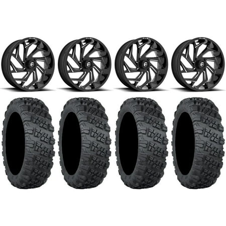 Fuel Reaction 18" Wheels Black 35" Versa Cross V3 Tires Sportsman RZR Ranger