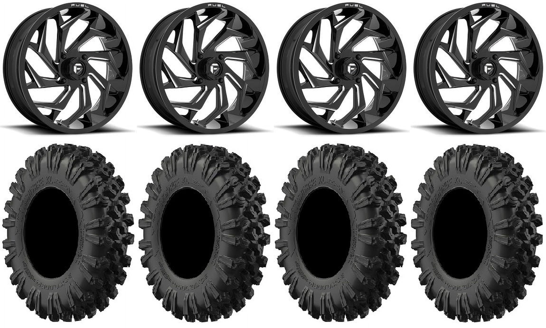 Fuel Reaction 18" Wheels Black 40" MotoRavage XL Tires Sportsman RZR