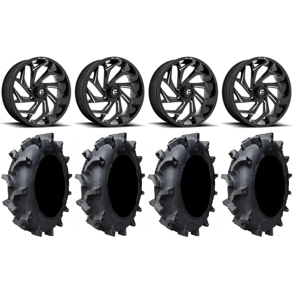 Fuel Reaction 20" Wheels Black 35" Interforce 628 Tires Can-Am Commander Maverick Renegade Outlander Defender