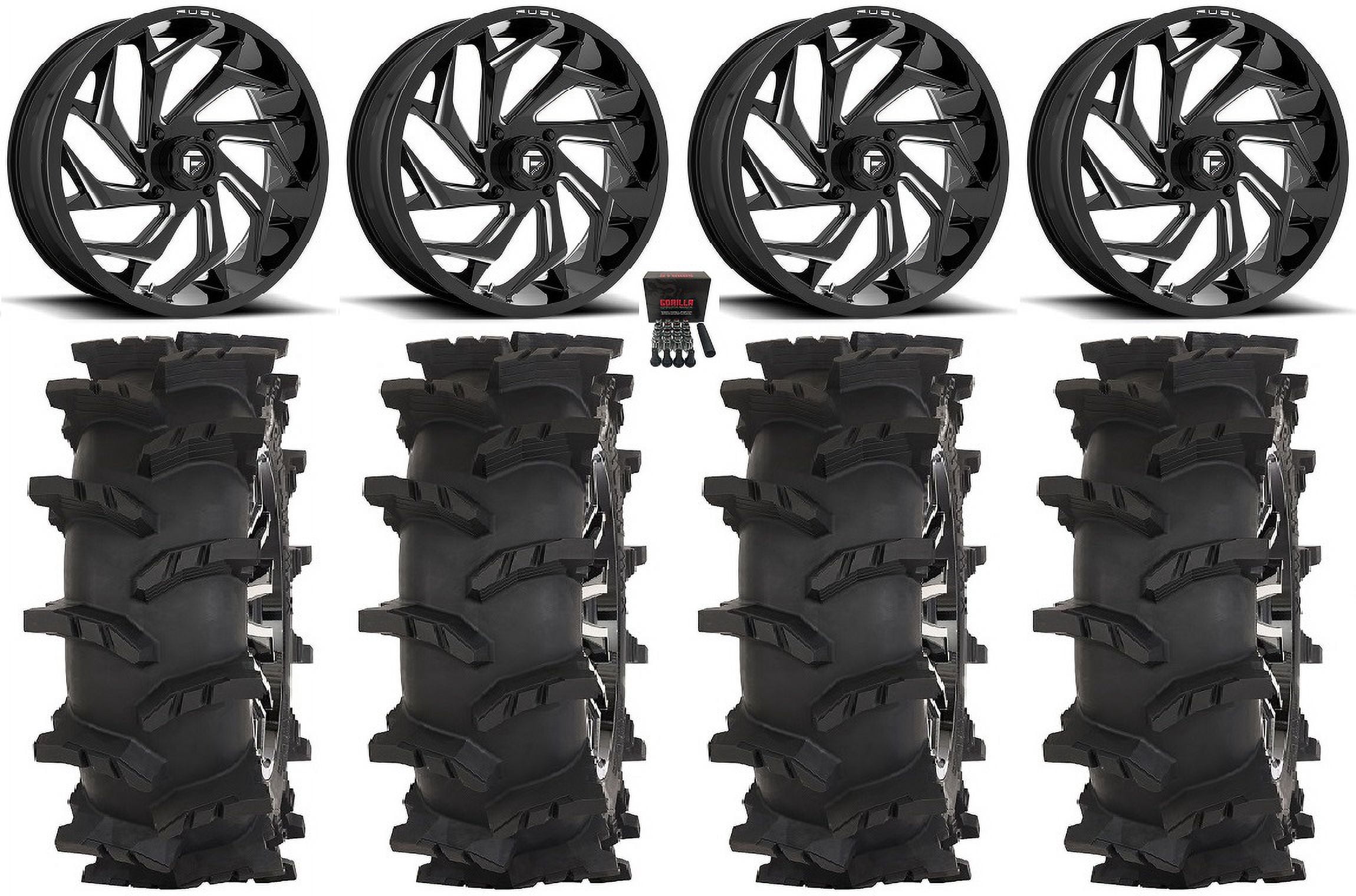 Fuel Reaction 24" Wheels Black 40" Outlaw Max Tires Can-Am Maverick X3 ...