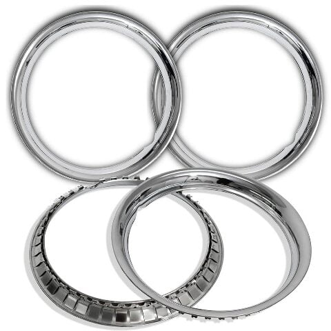Fuel Rider Beauty Trim Rings for 14 inch Rally Wheels 1 1/2 inch Deep Polished Stainless Steel with 360 Degrees Saw Tooth Clip Retention