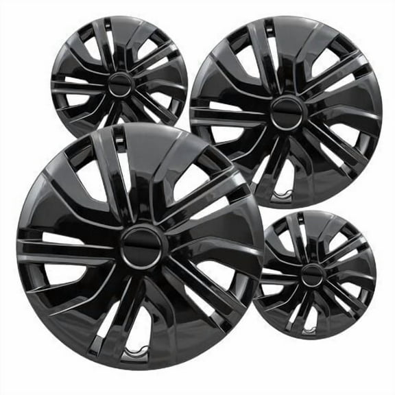 Fuel Rider Set of 4 14 inch Gloss Black Snap-On Hubcaps With 10 Spoke Compatible With 2017-2024 Mitsubishi Mirage ES Standard Steel Wheel Covers