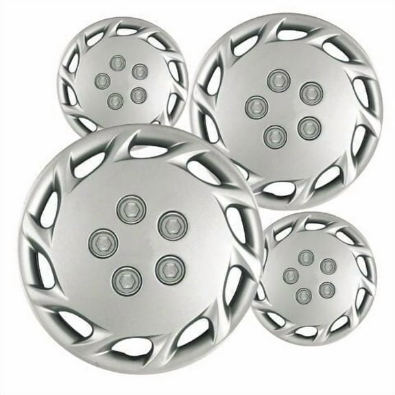 Fuel Rider Set of 4 14 inch Silver Snap-On Hubcaps With 10 Hole Compatible With 1997-1999 Toyota Camry Standard Steel Wheel Covers