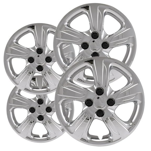 Fuel Rider Set of 4 15 inch Chrome Screw-On Hubcaps with 5 Spoke Compatible with 2019-2022 Chevrolet Spark LS Standard Steel Wheel Covers