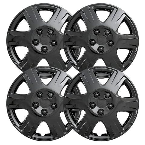 Pilot Automotive 15" Spyder Wheel Covers - Gunmetal Grey & Black, Set Of 4, Universal Fit For Most Cars