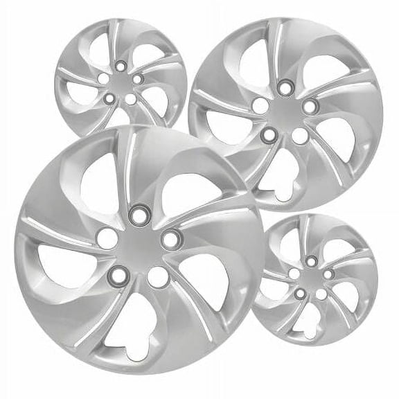 Fuel Rider Set of 4 15 inch Silver Bolt-On Hubcaps With 5 Directional Spoke Compatible With 2013-2015 Honda Civic Standard Steel Wheel Covers