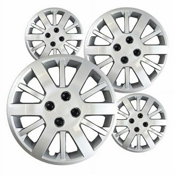 Fuel Rider Set of 4 15 inch Silver Screw-On Hubcaps With 12 Spoke Compatible With 2005-2010 Chevrolet Cobalt Standard Steel Wheel Covers