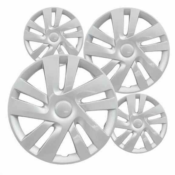 Fuel Rider Set of 4 15 inch Silver Snap-On Hubcaps Compatible With 13-21 Nissan NV200 15-18 Chevrolet City Express Standard Steel Wheel Covers