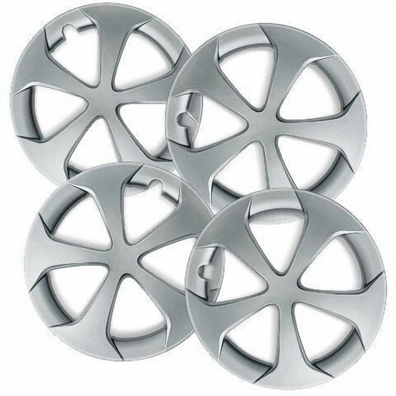 Fuel Rider Set of 4 15 inch Silver Snap-On Hubcaps With 5 Spoke Compatible With 2012-2015 Toyota Prius Standard Steel Wheel Covers