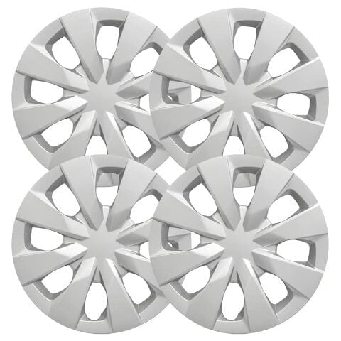 Fuel Rider Set of 4 15 inch Silver Snap-On Hubcaps With 8 Spoke Compatible With 2020-2024 Toyota Corolla Standard Steel Wheel Covers