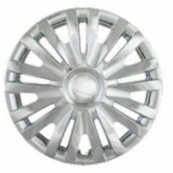 Fuel Rider Set of 4 15 inch Silver Snap-On Hubcaps With 9 "V" Spoke Compatible With 10-14 Volkswagen Golf 2012-13 Golf R Standard Steel Wheel Covers