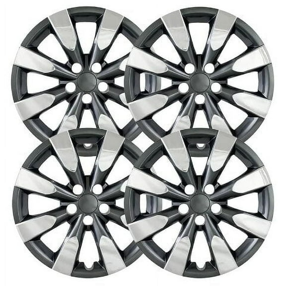 Fuel Rider Set of 4 16 inch Chrome & Charcoal Snap-On Hubcaps Compatible With Select Toyota Corolla 14-16 S 2016 Special Edition 17-19 L SE XLE, XSE
