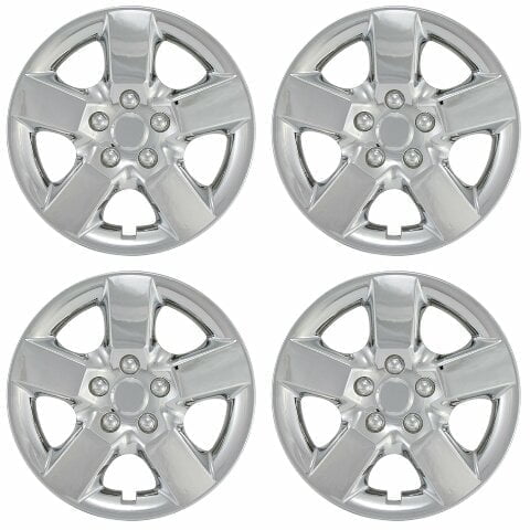 Fuel Rider Set of 4 16 inch Chrome Snap-On Hubcaps With 5 Spoke Compatible With 2008-2009 Nissan Rogue Standard Steel Wheel Covers