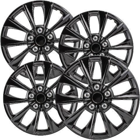 Fuel Rider Set of 4 16 inch Gloss Black Snap-On Hubcaps With 10 Spoke Compatible With 13-19 Nissan Sentra S SV Standard Steel Wheel Covers