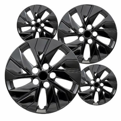 Fuel Rider Set of 4 16 inch Gloss Black Snap-On Hubcaps With 5 Split Spoke Compatible With 2019-2024 Nissan Altima Standard Steel Wheel Covers