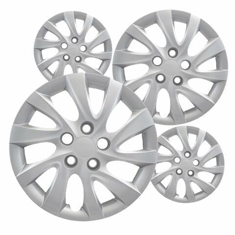 Fuel Rider Set of 4 16 inch Silver Bolt-On Hubcaps With 10 Directional Spoke Compatible With 2011-2016 Hyundai Elantra Standard Steel Wheel Covers