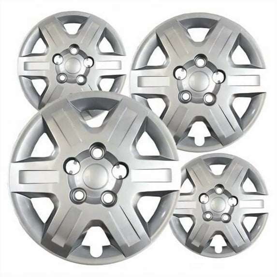 Fuel Rider Set of 4 16 inch Silver Bolt-On Hubcaps With 6 Spoke Compatible With 2008-2013 Dodge Grand Caravan Standard Steel Wheel Covers