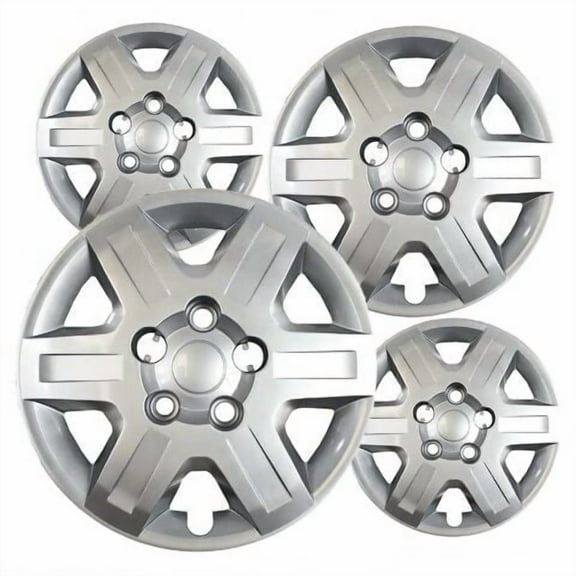 Fuel Rider Set of 4 16 inch Silver Bolt-On Hubcaps With 6 Spoke Compatible With 2008-2013 Dodge Grand Caravan Standard Steel Wheel Covers