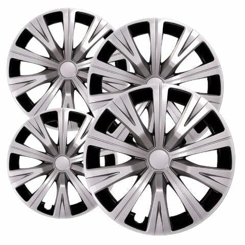 Fuel Rider Set of 4 16 inch Silver & Charcoal Snap-On Hubcaps with 10 Spoke Compatible with 18-24 Toyota Camry SE XLE Standard Steel Wheel Covers