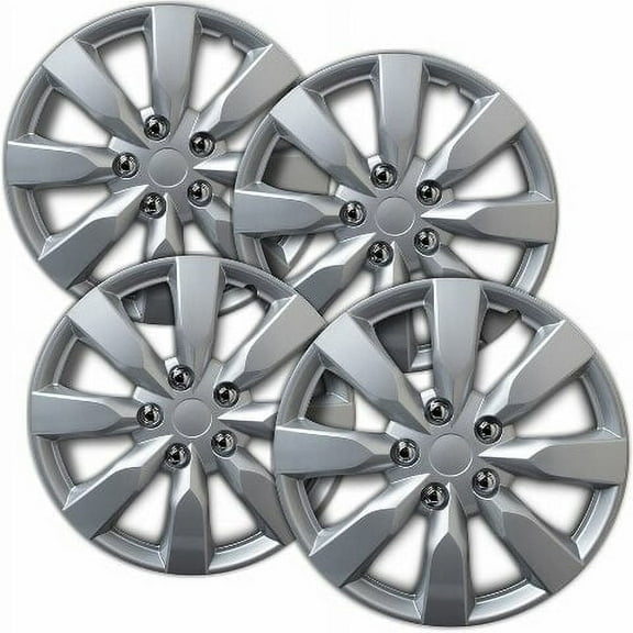 Fuel Rider Set of 4 16 inch Silver Snap-On Hubcaps Compatible With Select Toyota Corolla 14-16 S 2016 Special Edition 17-19 Corolla L SE XLE and XSE