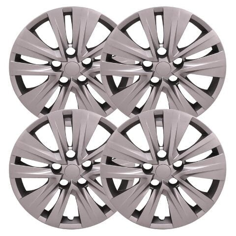 Fuel Rider Set of 4 16 inch Silver Snap-On Hubcaps With 5 Double Split Spoke Compatible With 2021-2024 Nissan Sentra S Standard Steel Wheel Covers