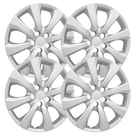 Fuel Rider Set of 4 16 inch Silver Snap-On Hubcaps With 8 Spoke Compatible With 2020-2025 Toyota Corolla Standard Steel Wheel Covers
